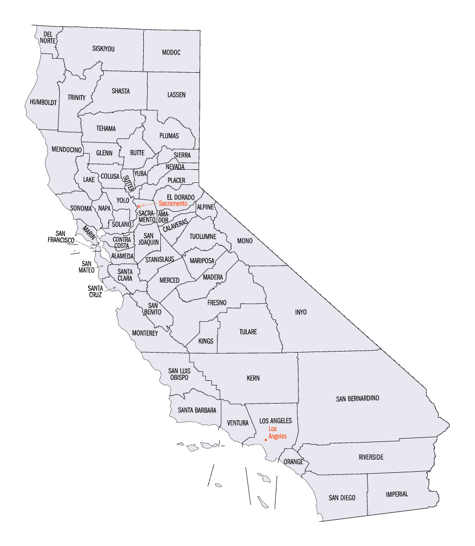 美国加州地图中文图片